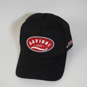 Black Baseball Cap with Red Logo